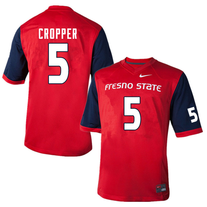 Men #5 Jalen Cropper Fresno State Bulldogs College Football Jerseys Sale-Red - Click Image to Close